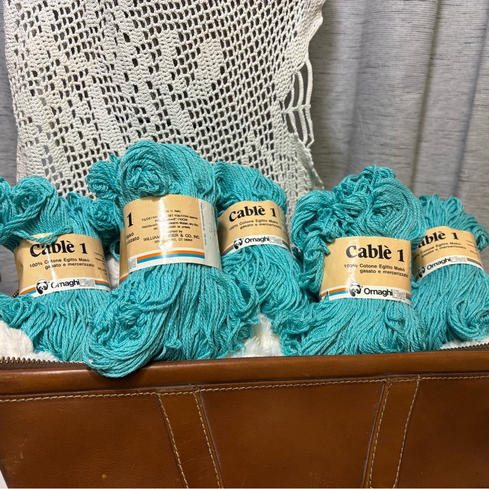 Vintage “Ornaghi Filati” Egyptian Cotton made in Italy. 7 Skeins, color: Teal